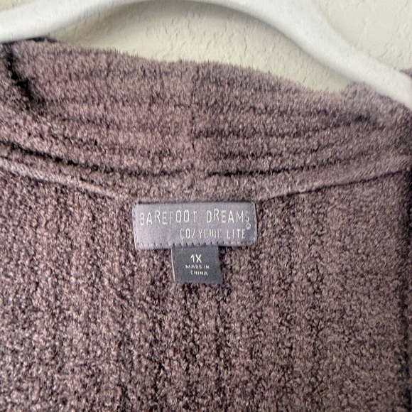 Barefoot Dreams CozyChic Lite Cardigan 1X Taupe Mocha Brown Gray QVXCL1070 - Picture 5 of 10